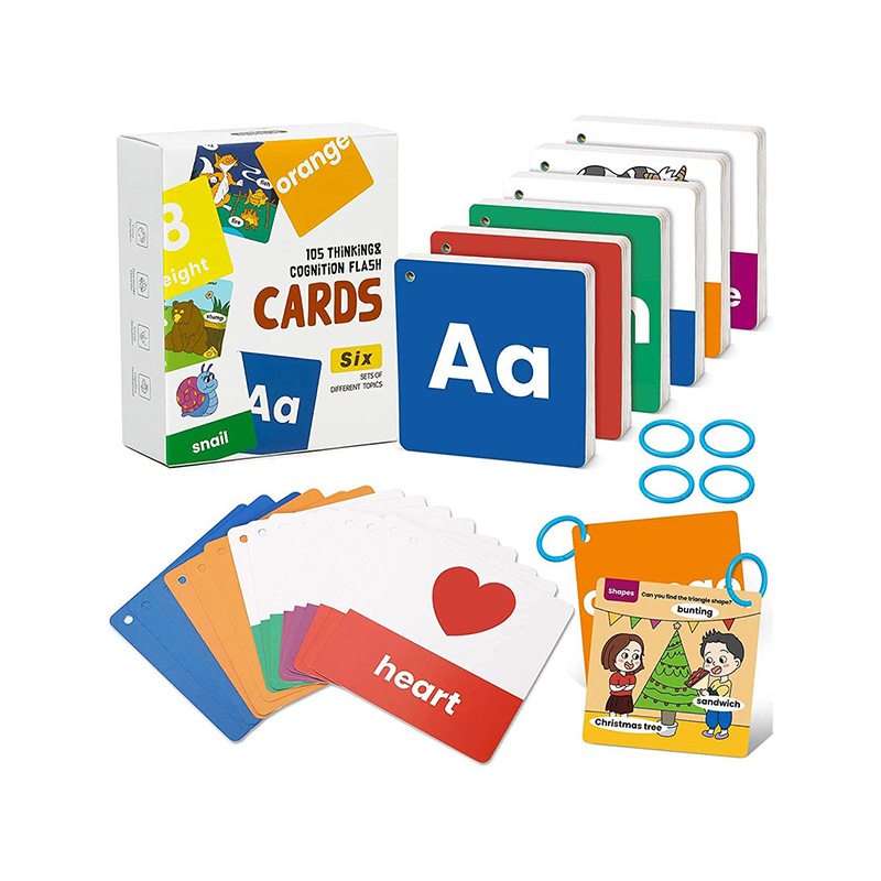 Alphabet Numbers Words Flash Cards with Visual Examples for Kids Learning