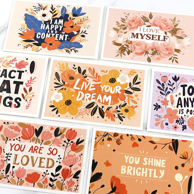 Floral Cartoon Greeting Cards Collection