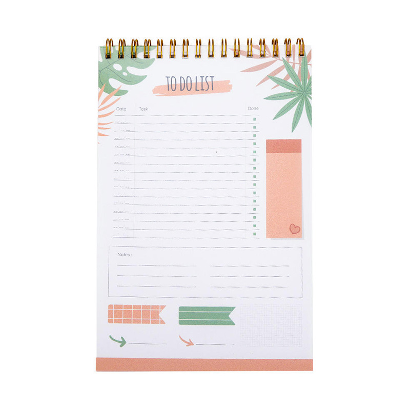 Floral Spiral Weekly Planner Notebook with To-Do List and Goal Sections