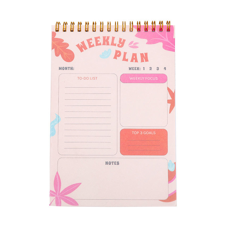 Floral Spiral Weekly Planner Notebook with To-Do List and Goal Sections