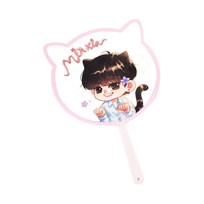 Custom Printed Plastic Hand Fan with Cartoon and Event Designs