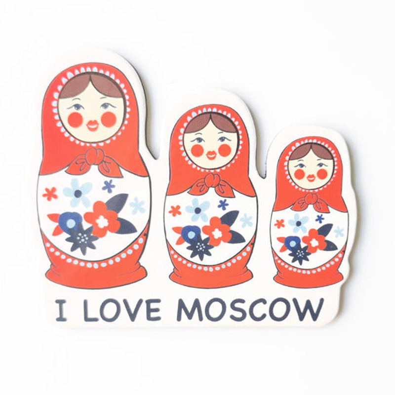 Russian Culture Theme Custom Acrylic Fridge Magnets With Matryoshka Designs