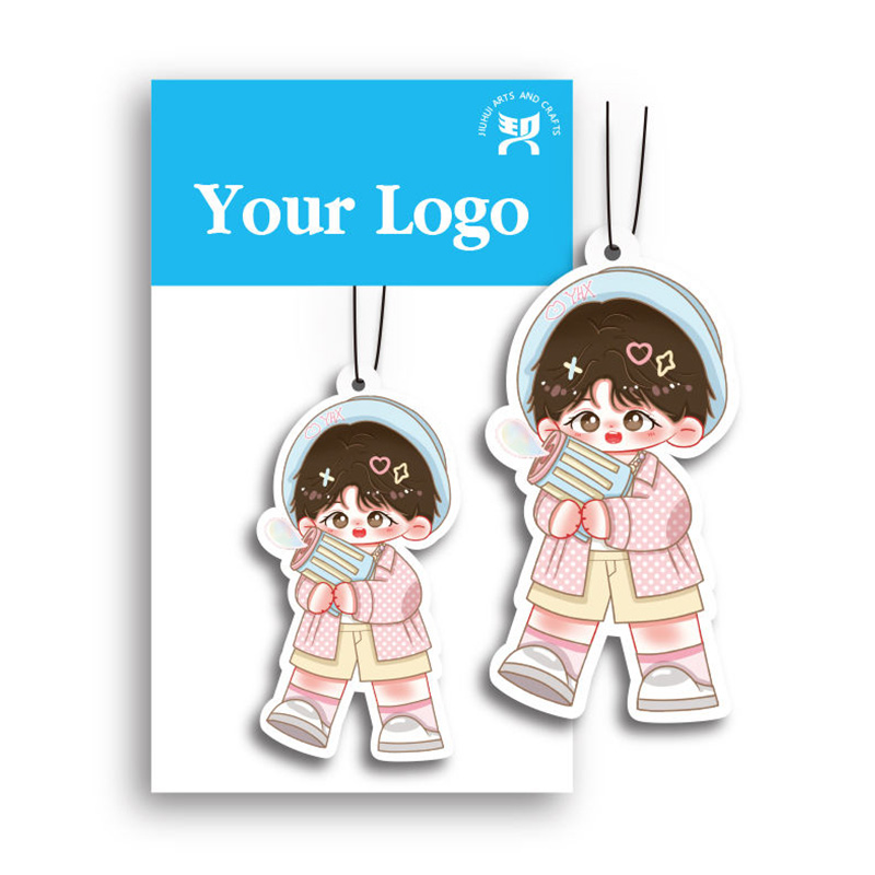 Cute Cartoon Character Hanging Scent Card Air Freshener Keychain Design