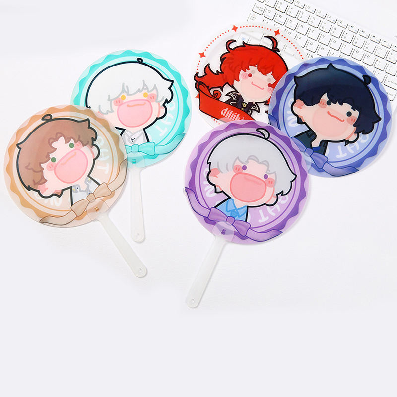 Custom Printed Plastic Hand Fan with Cartoon and Event Designs