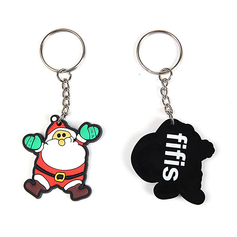 Custom Soft PVC Christmas Cartoon Keychain With Logo Design